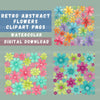 Flowers Square Retro Clipart Bundle