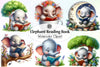 Elephant Reading Clipart Bundle