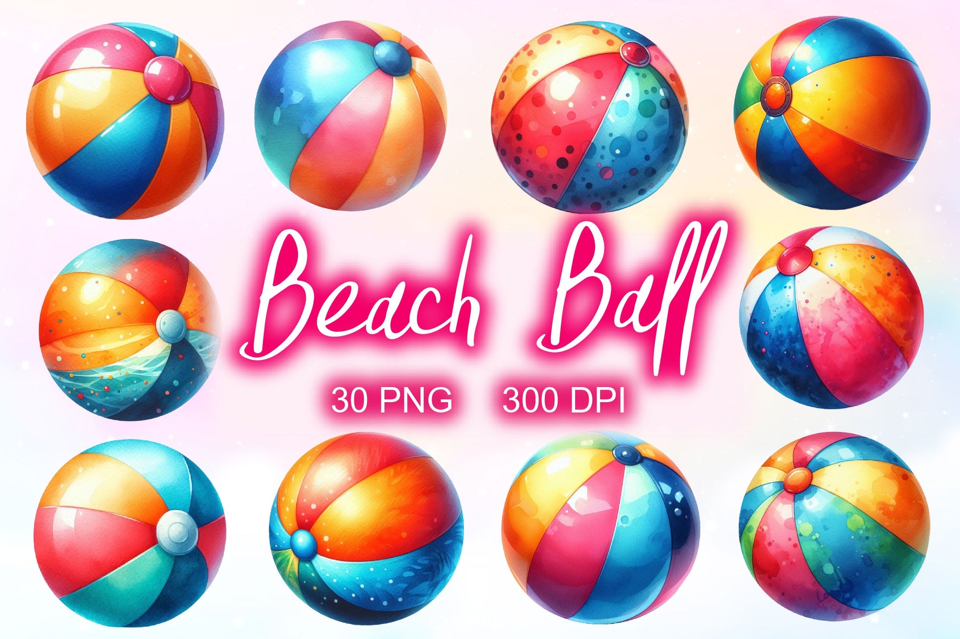 Beach Ball Clipart Bundle - CraftNest - Digital Crafting and Art