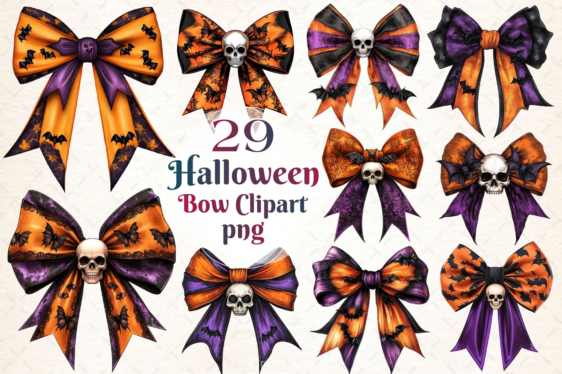 Halloween Bow Copy Clipart Bundle - CraftNest - Digital Crafting and Art
