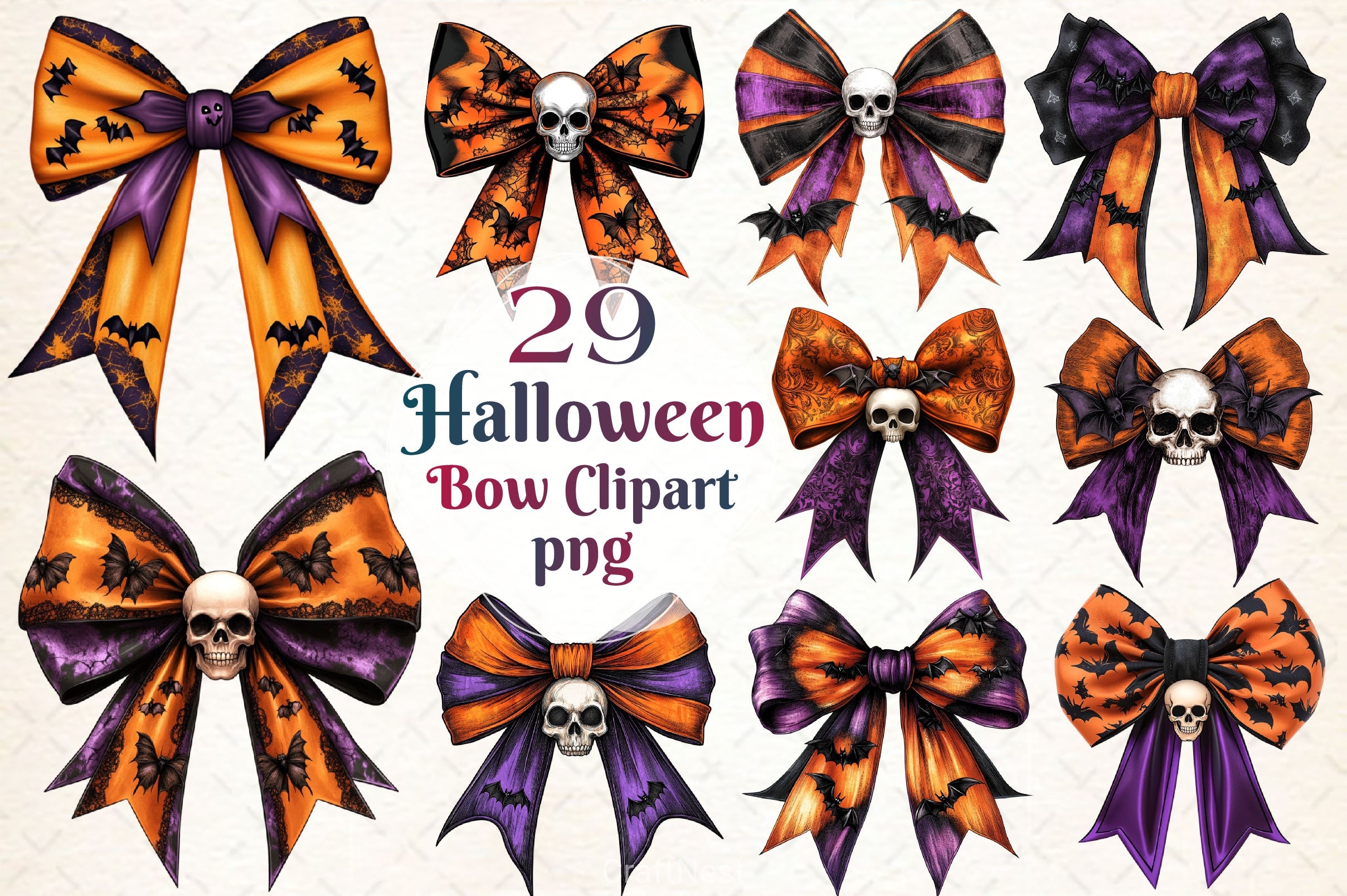 Halloween Bow Copy Clipart Bundle - CraftNest - Digital Crafting and Art