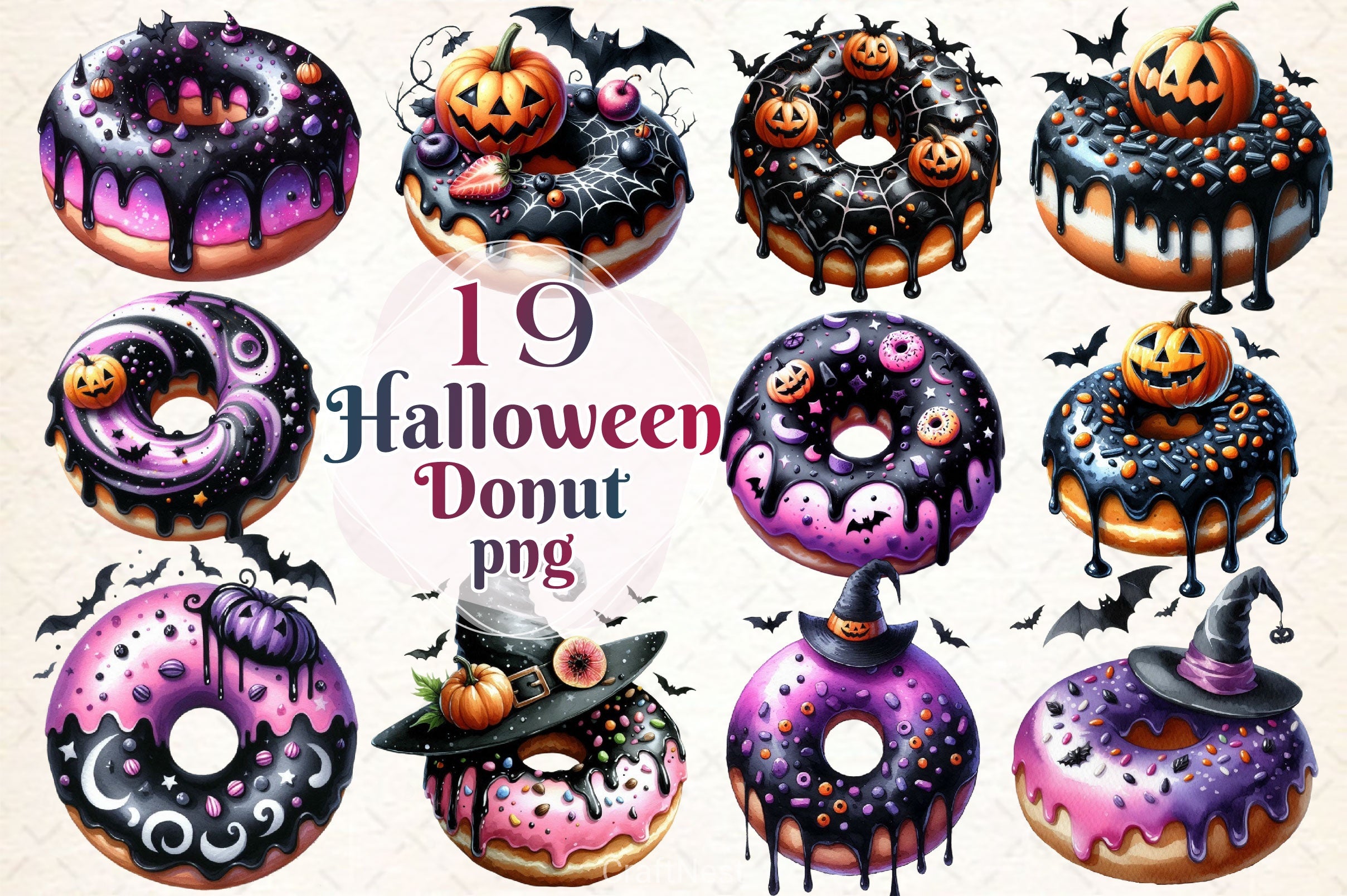 Halloween Donut Clipart Bundle 3 - CraftNest - Digital Crafting and Art
