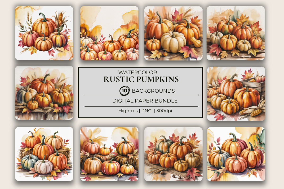 Rustic Pumpkins Background Papers