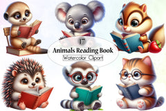 Cute Animals Reading Clipart Bundle - CraftNest - Digital Crafting and Art