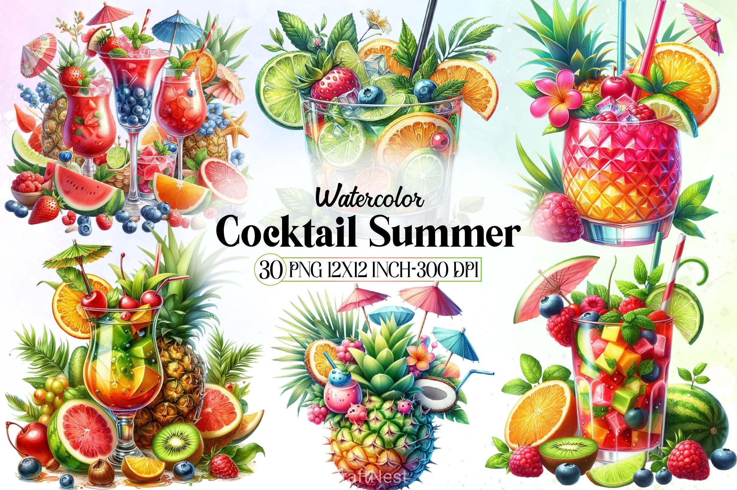 Tropical Cocktail Clipart Bundle - CraftNest - Digital Crafting and Art