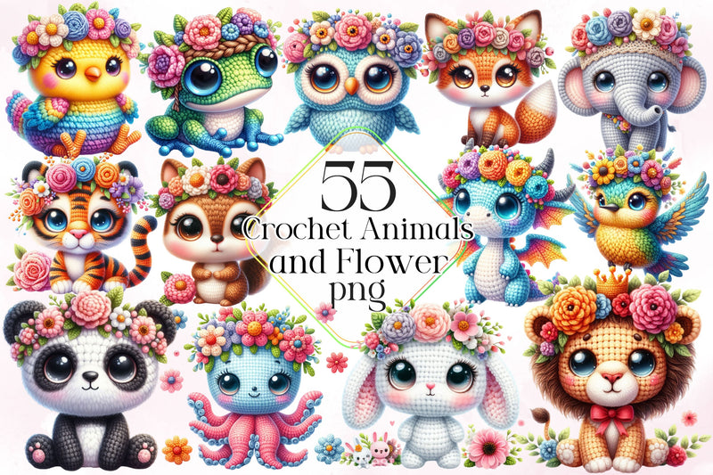 Crochet Animals And Flower Clipart Bundle - CraftNest - Digital Crafting and Art