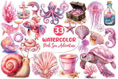 Pink Sea Adventure Clipart Bundle 2 - CraftNest - Digital Crafting and Art