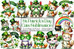 St Patrick's Day Cats Clipart Bundle - CraftNest - Digital Crafting and Art