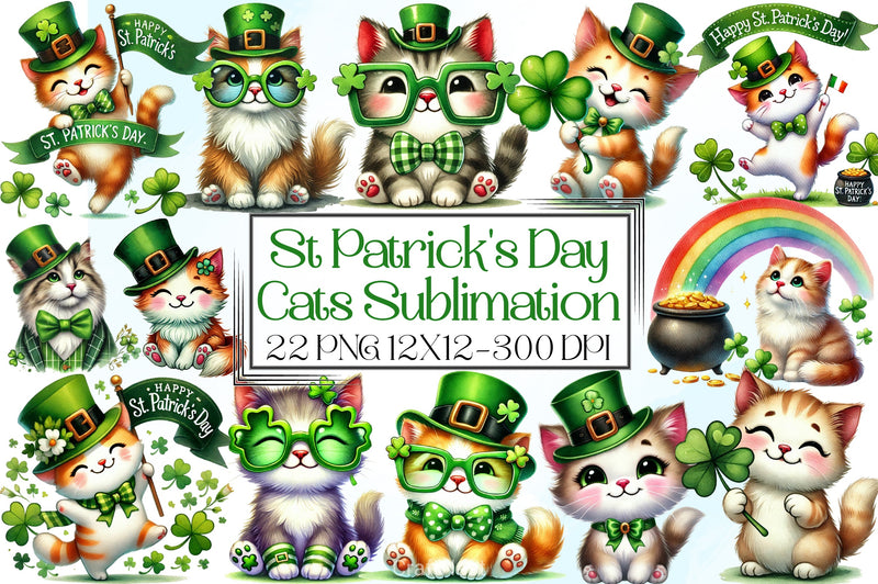 St Patrick's Day Cats Clipart Bundle - CraftNest - Digital Crafting and Art