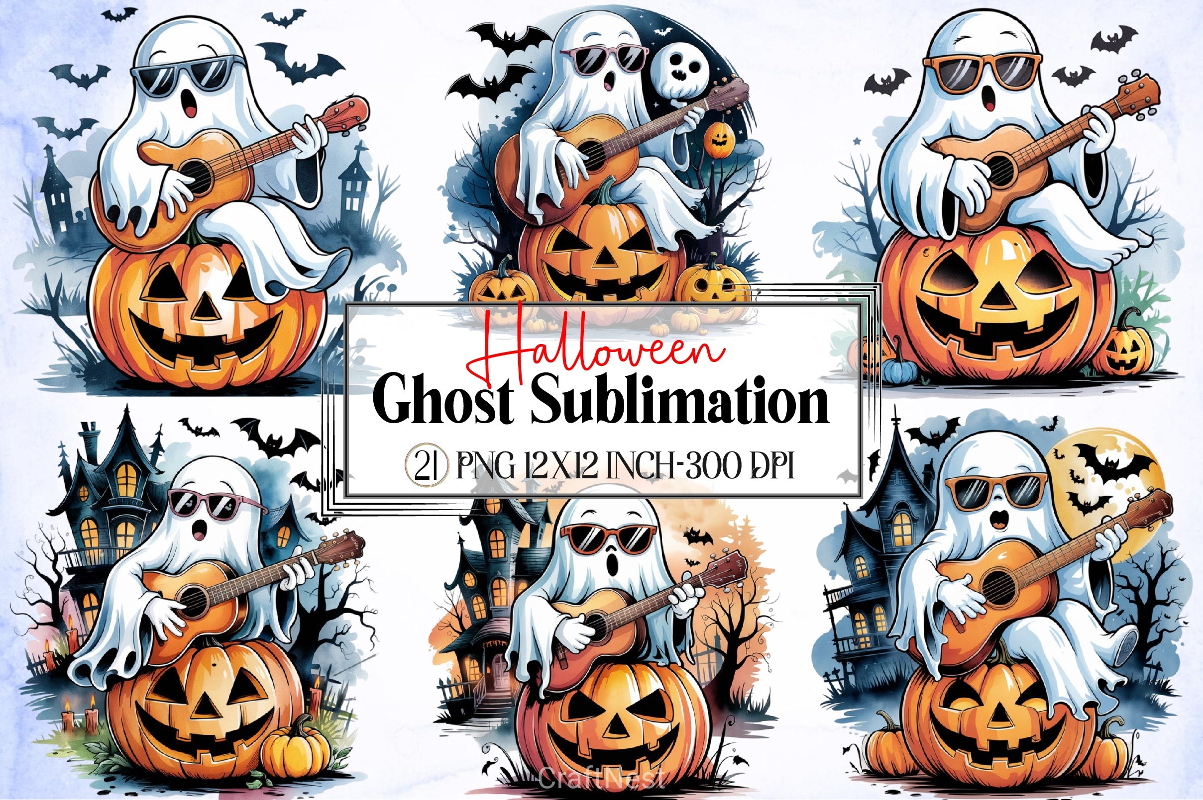 Halloween Ghost Clipart Bundle 8 - CraftNest - Digital Crafting and Art