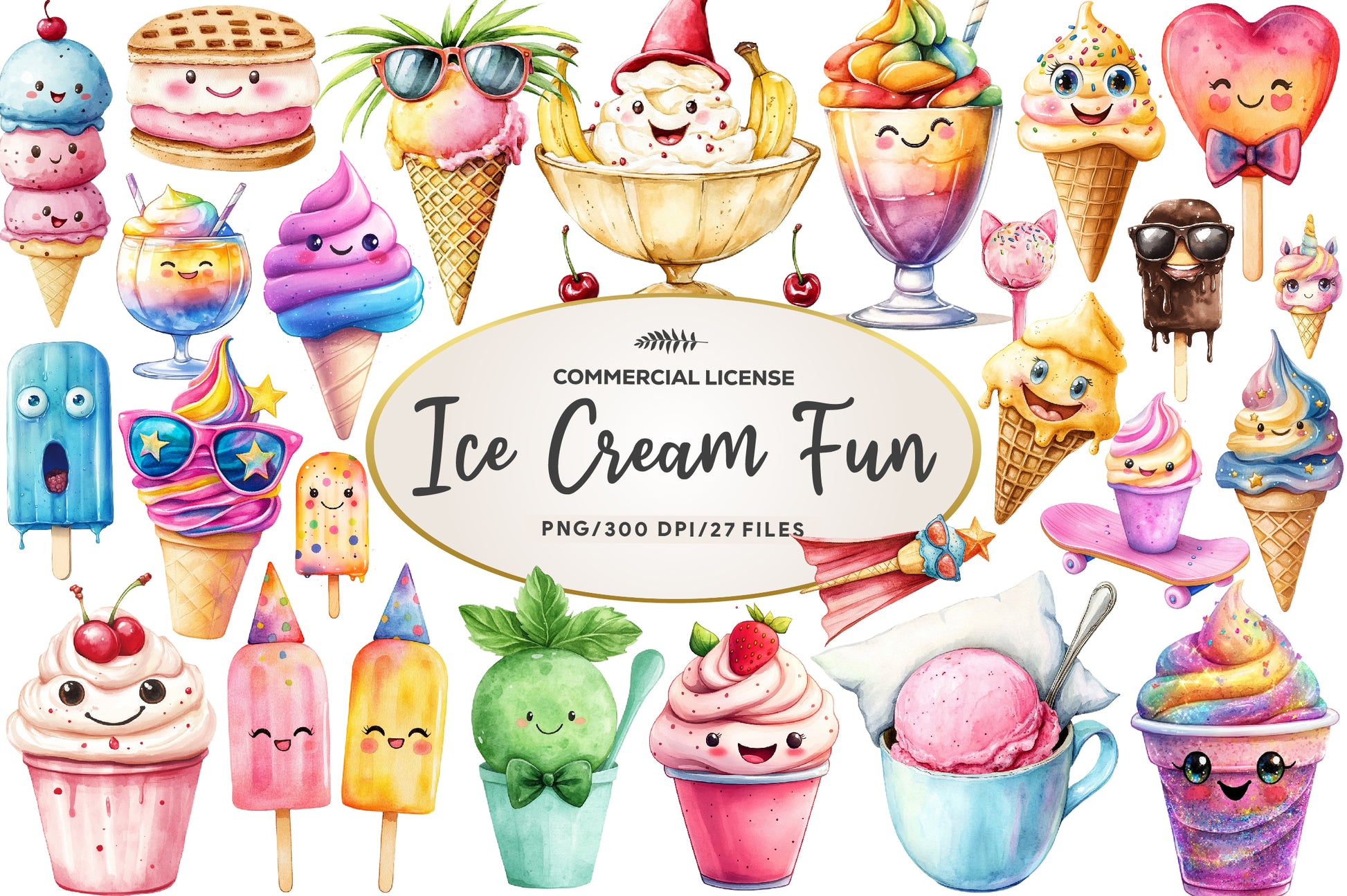Ice Cream Fun Collection Clipart Bundle - CraftNest - Digital Crafting and Art