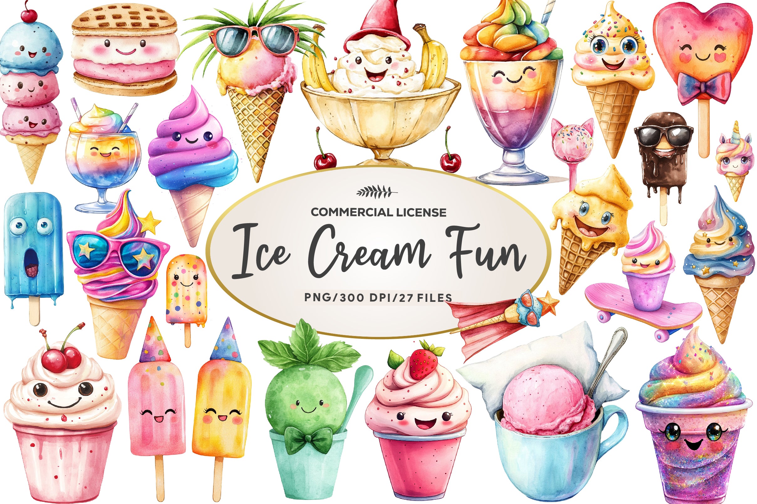 Ice Cream Fun Collection Clipart Bundle - CraftNest - Digital Crafting and Art