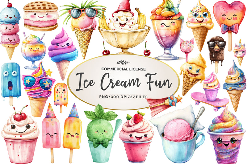 Ice Cream Fun Collection Clipart Bundle - CraftNest - Digital Crafting and Art