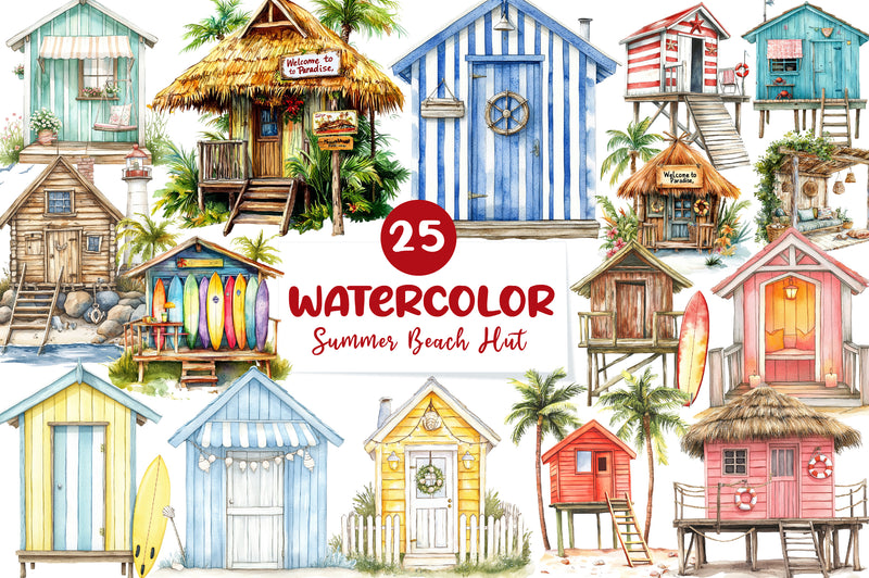 Summer Cozy Beach Hut Clipart Bundle - CraftNest - Digital Crafting and Art