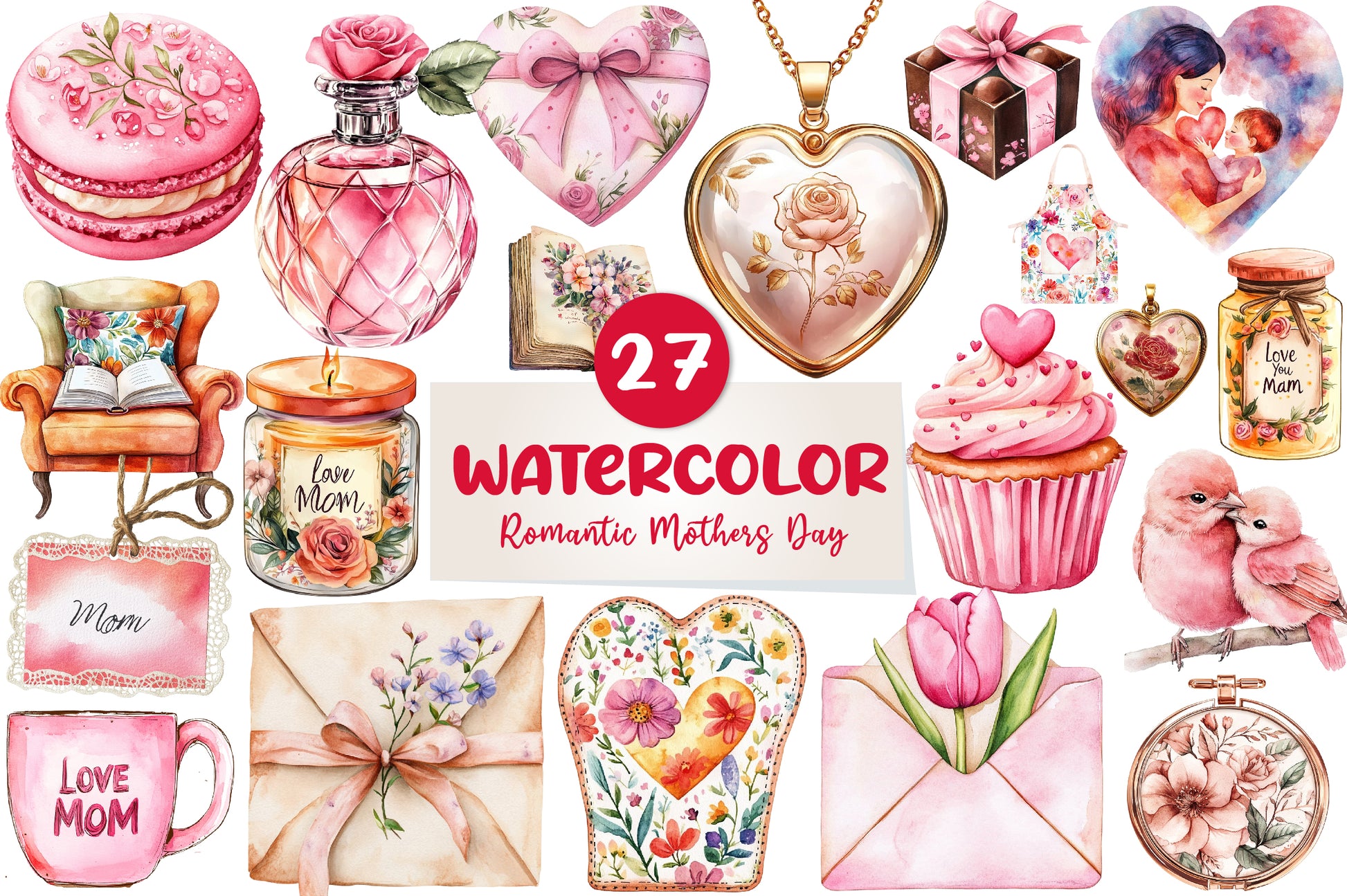 Romantic Mothers Day Clipart Bundle - CraftNest - Digital Crafting and Art