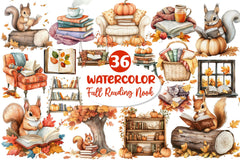 Fall Reading Nook Clipart Bundle 3 - CraftNest - Digital Crafting and Art