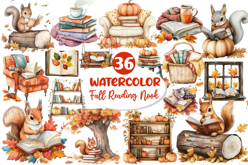 Fall Reading Nook Clipart Bundle 3 - CraftNest - Digital Crafting and Art