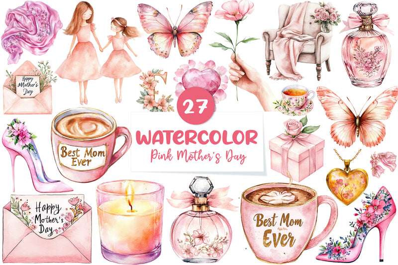Blush Pink Mothers Day Clipart Bundle - CraftNest - Digital Crafting and Art