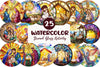 Round Stained Glass Nativity Clipart Bundle
