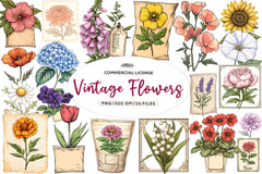 Vintage Flowers Seed Packet Clipart Bundle - CraftNest - Digital Crafting and Art