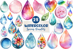 Spring Water Droplets Clipart Bundle - CraftNest - Digital Crafting and Art