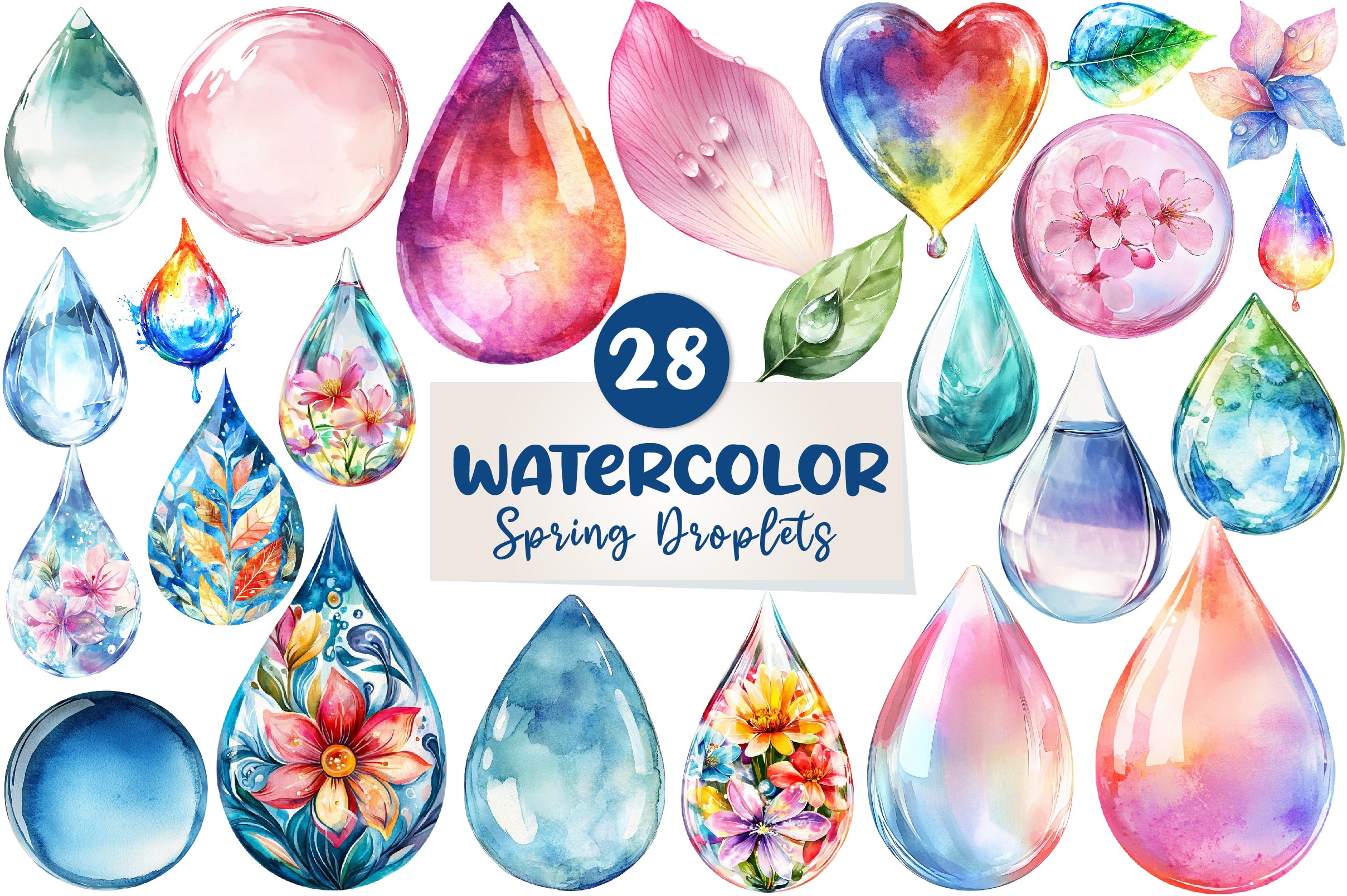 Spring Water Droplets Clipart Bundle - CraftNest - Digital Crafting and Art