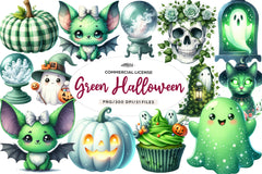 Green & White Halloween Clipart Bundle - CraftNest - Digital Crafting and Art