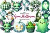 Green & White Halloween Clipart Bundle