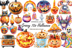Groovy 70s Halloween Clipart Bundle - CraftNest - Digital Crafting and Art