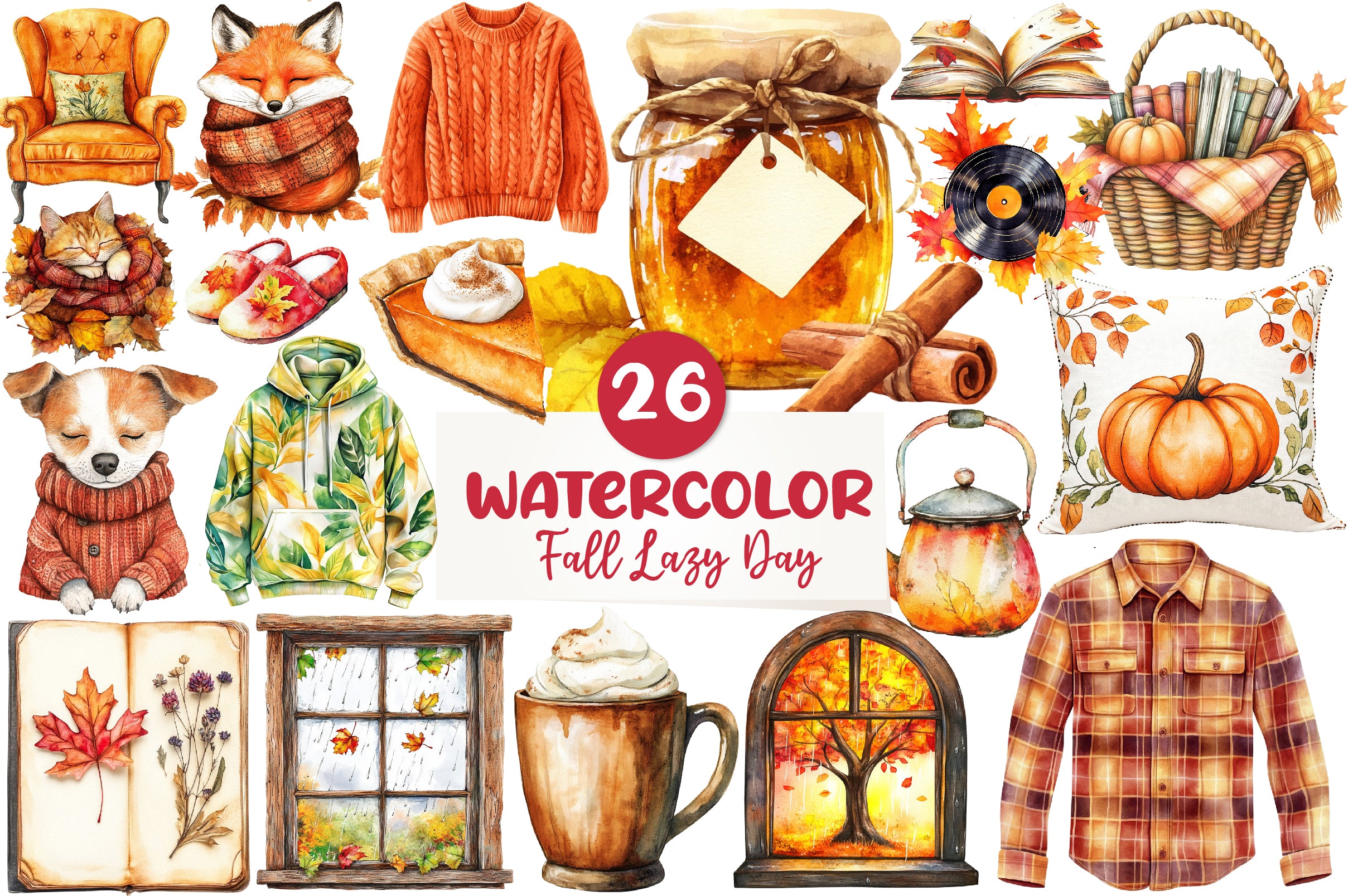 Fall Lazy Day Clipart Bundle 1 - CraftNest - Digital Crafting and Art