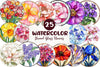 Round Stained Glass Spring Flowers Clipart Bundle