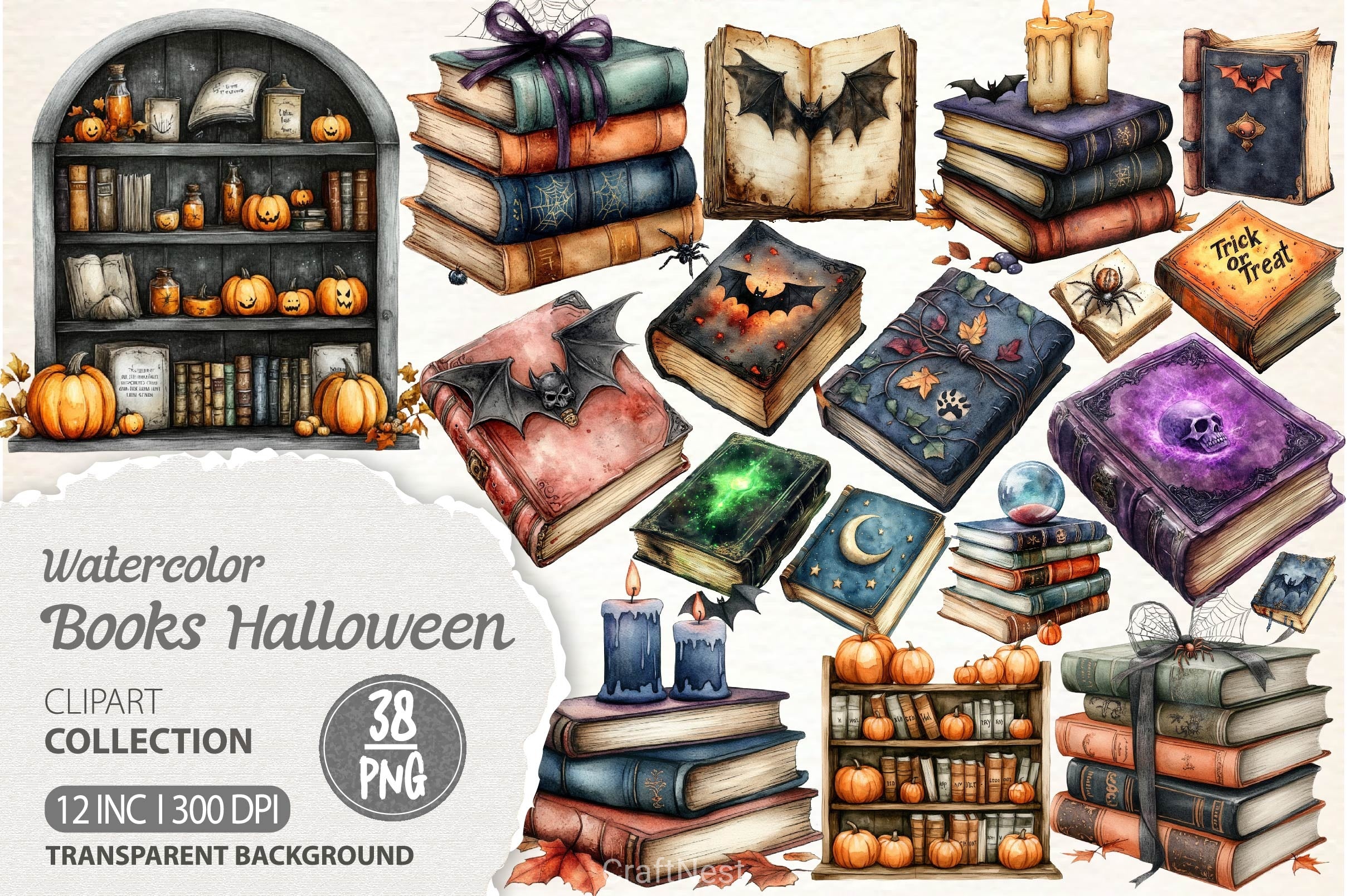 Halloween Books Clipart Bundle 3 - CraftNest - Digital Crafting and Art