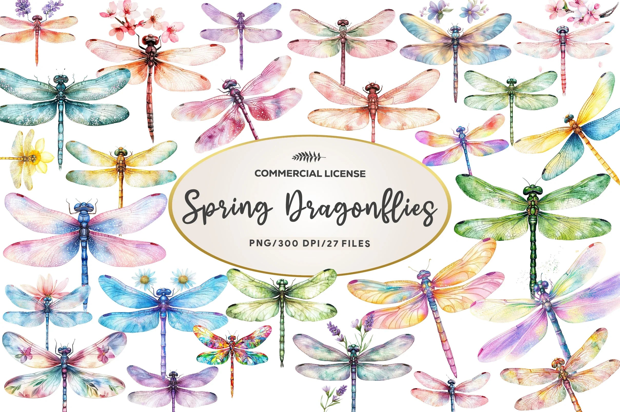 Spring Dragonflies Border Clipart Bundle - CraftNest - Digital Crafting and Art