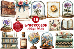 Antique Writer Clipart Bundle - CraftNest - Digital Crafting and Art
