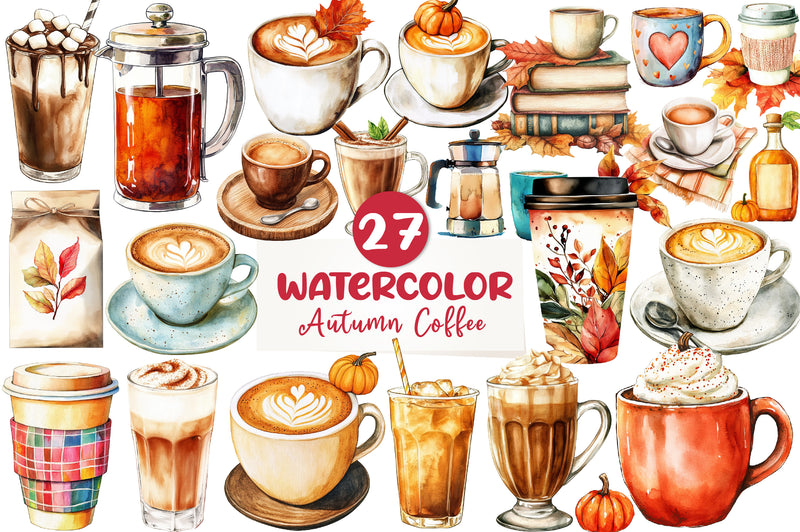 Cozy Autumn Coffee Clipart Bundle - CraftNest - Digital Crafting and Art