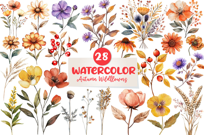 Autumn Wildflowers Clipart Bundle - CraftNest - Digital Crafting and Art