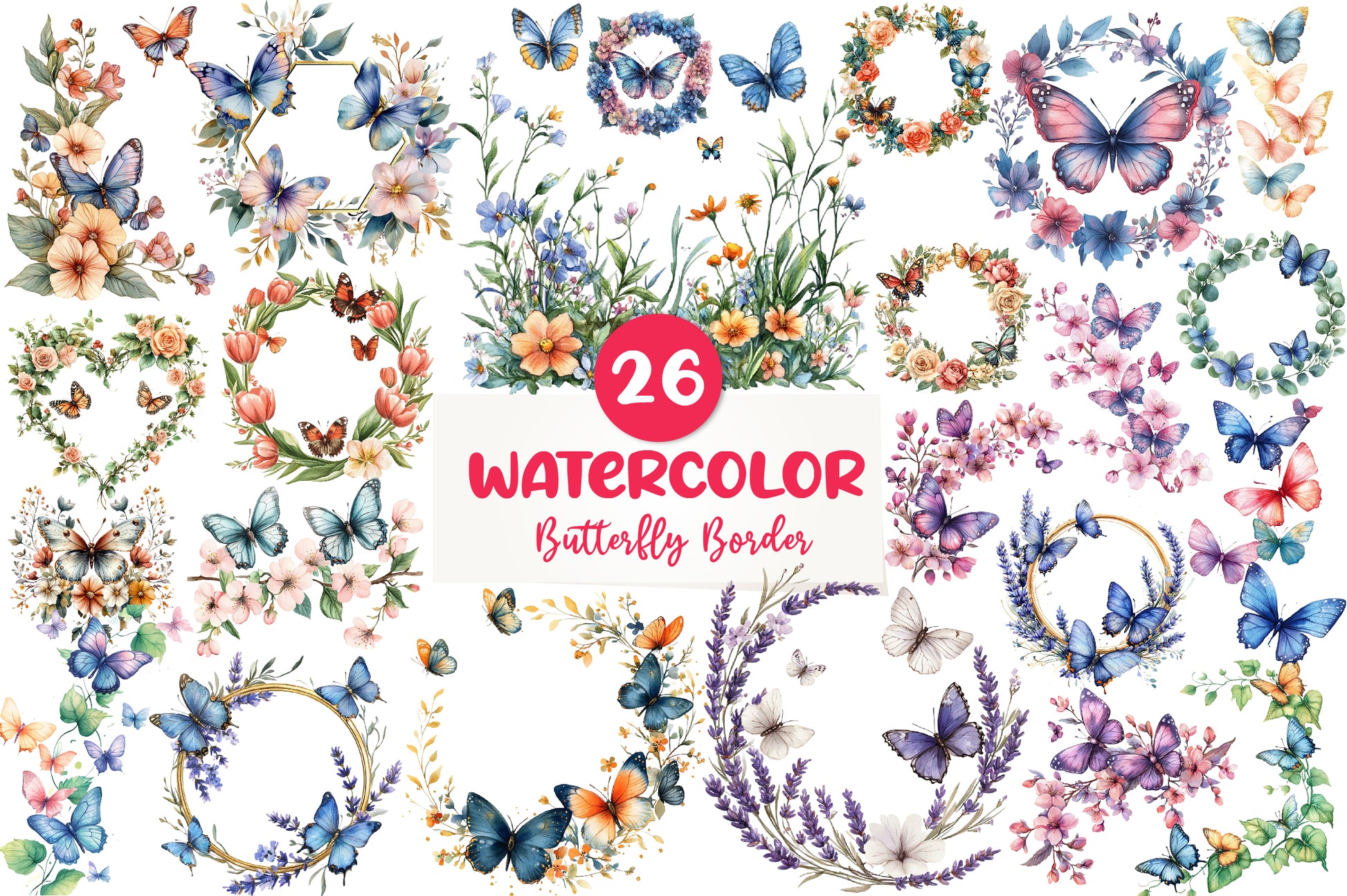 Spring Butterfly Border Clipart Bundle - CraftNest - Digital Crafting and Art