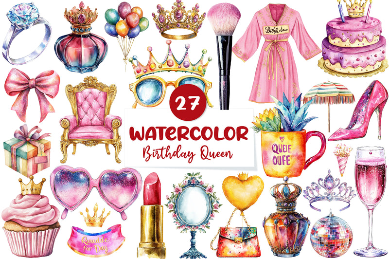 Birthday Queen Clipart Bundle - CraftNest - Digital Crafting and Art