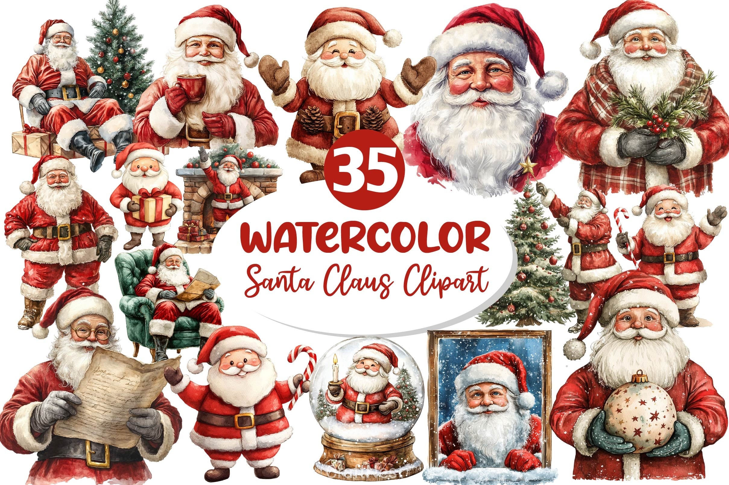 Vintage Santa Claus Clipart Bundle - CraftNest - Digital Crafting and Art
