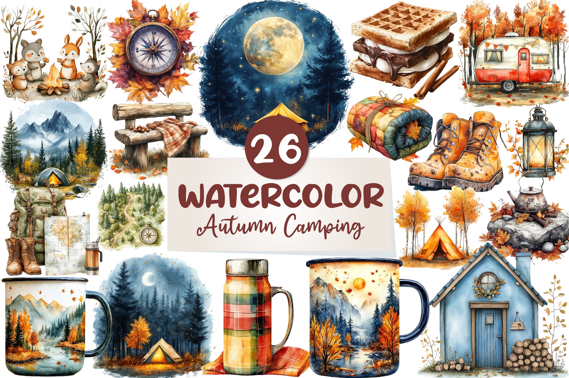 Autumn Camping Trip Clipart Bundle - CraftNest - Digital Crafting and Art