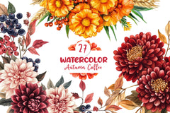 Fall Flowers Clipart Bundle - CraftNest - Digital Crafting and Art