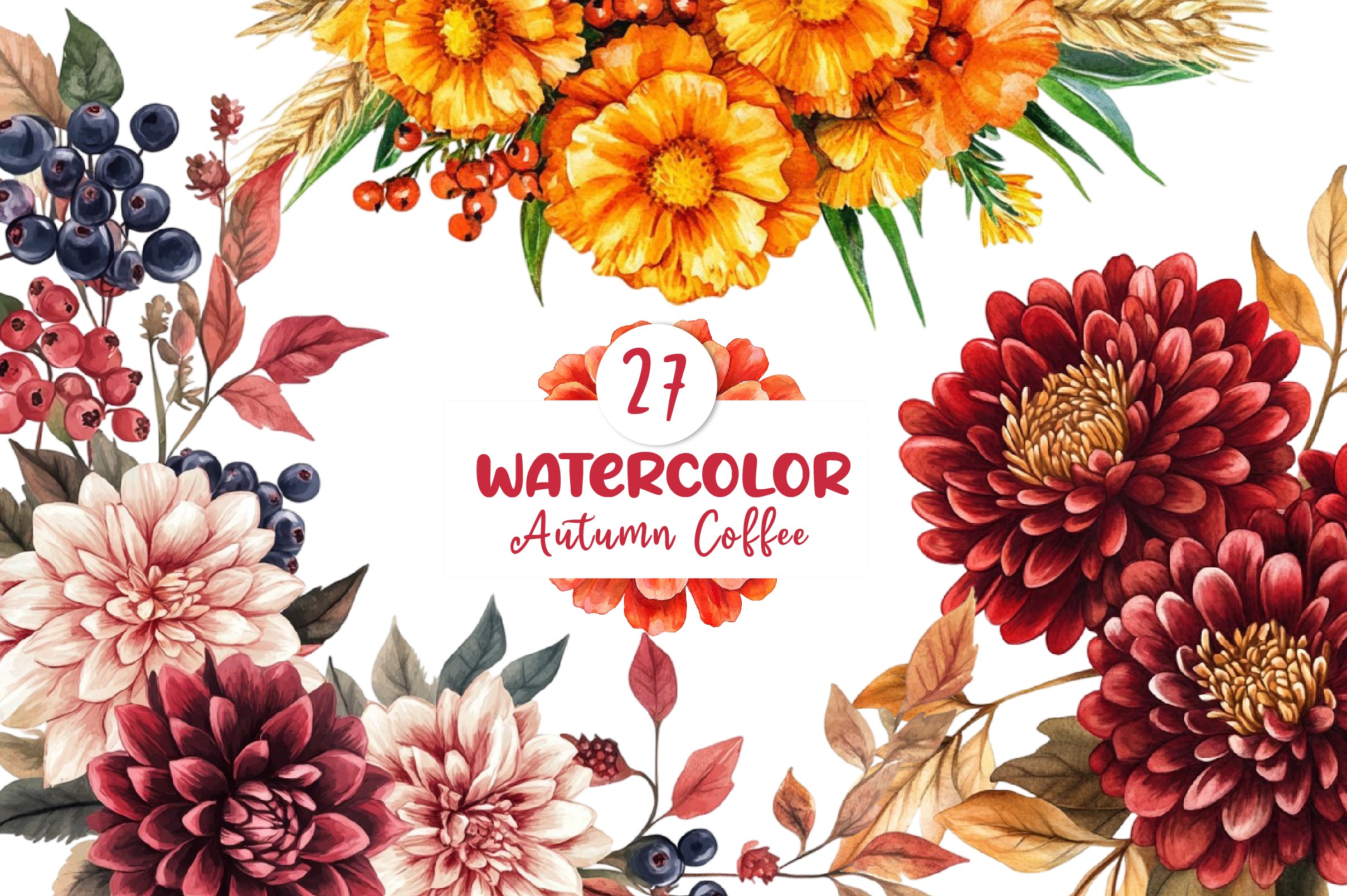 Fall Flowers Clipart Bundle - CraftNest - Digital Crafting and Art