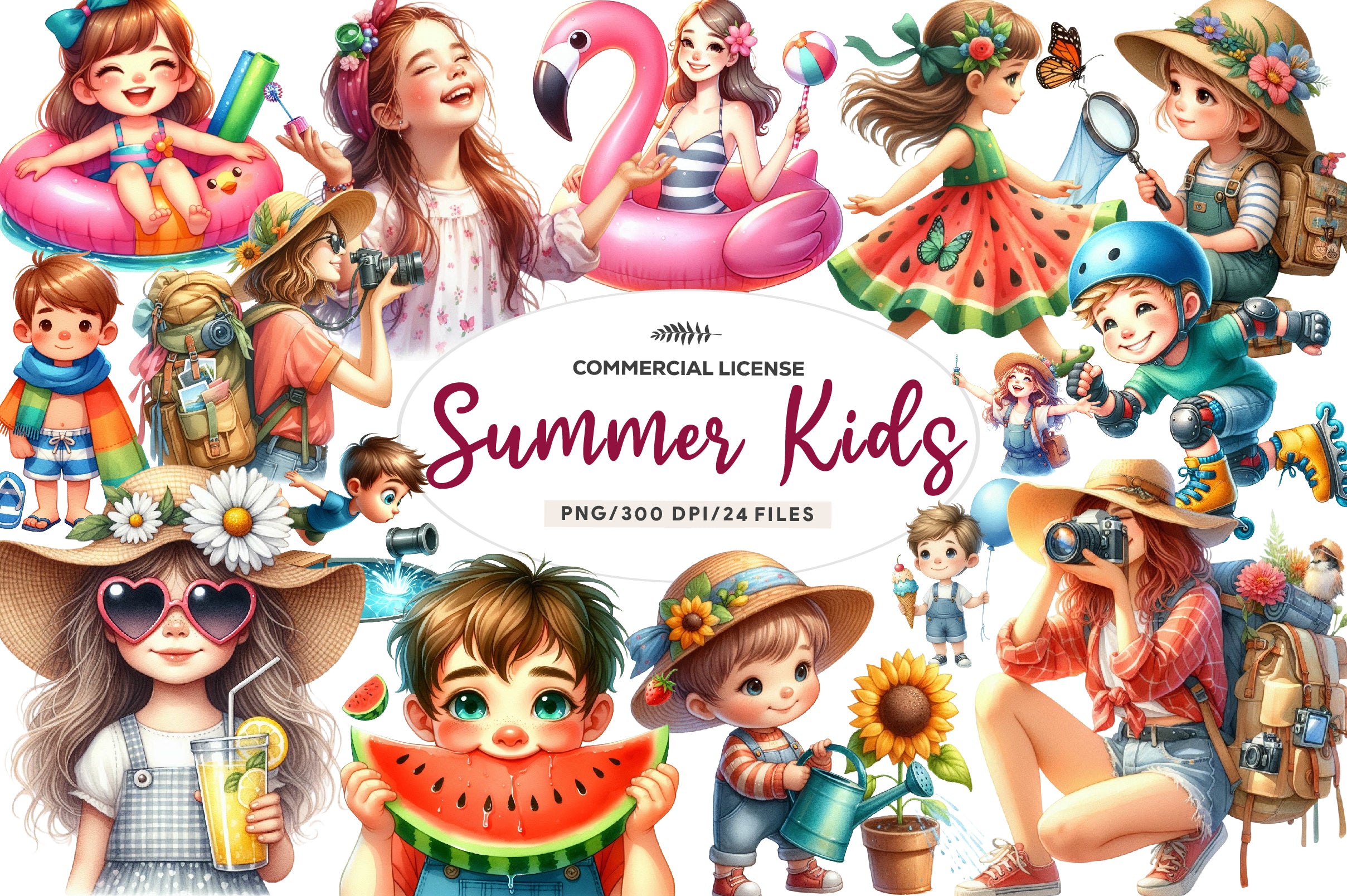 Summer Kids Clipart Bundle - CraftNest - Digital Crafting and Art