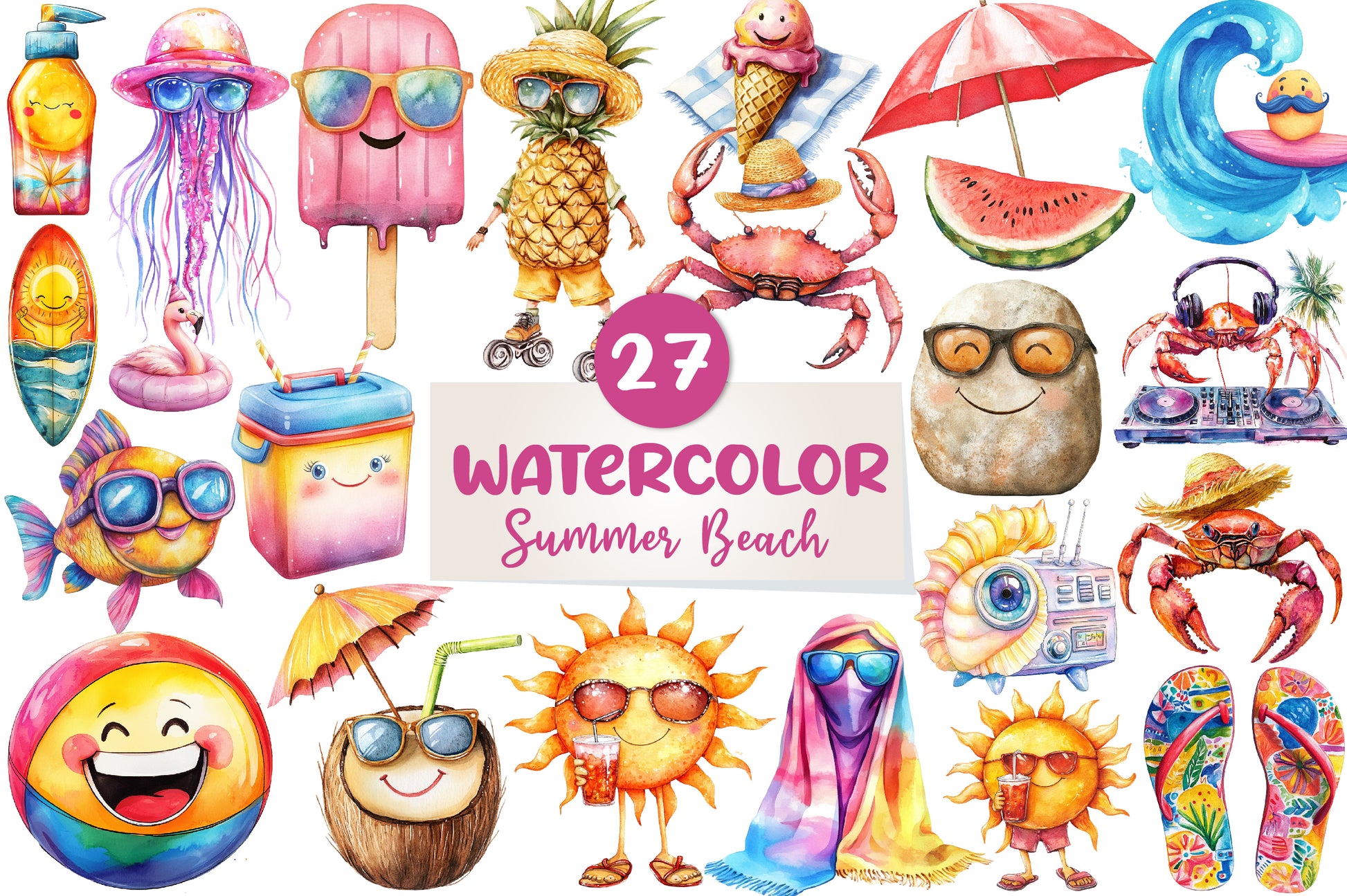 Funny Summer Beach Clipart Bundle - CraftNest - Digital Crafting and Art