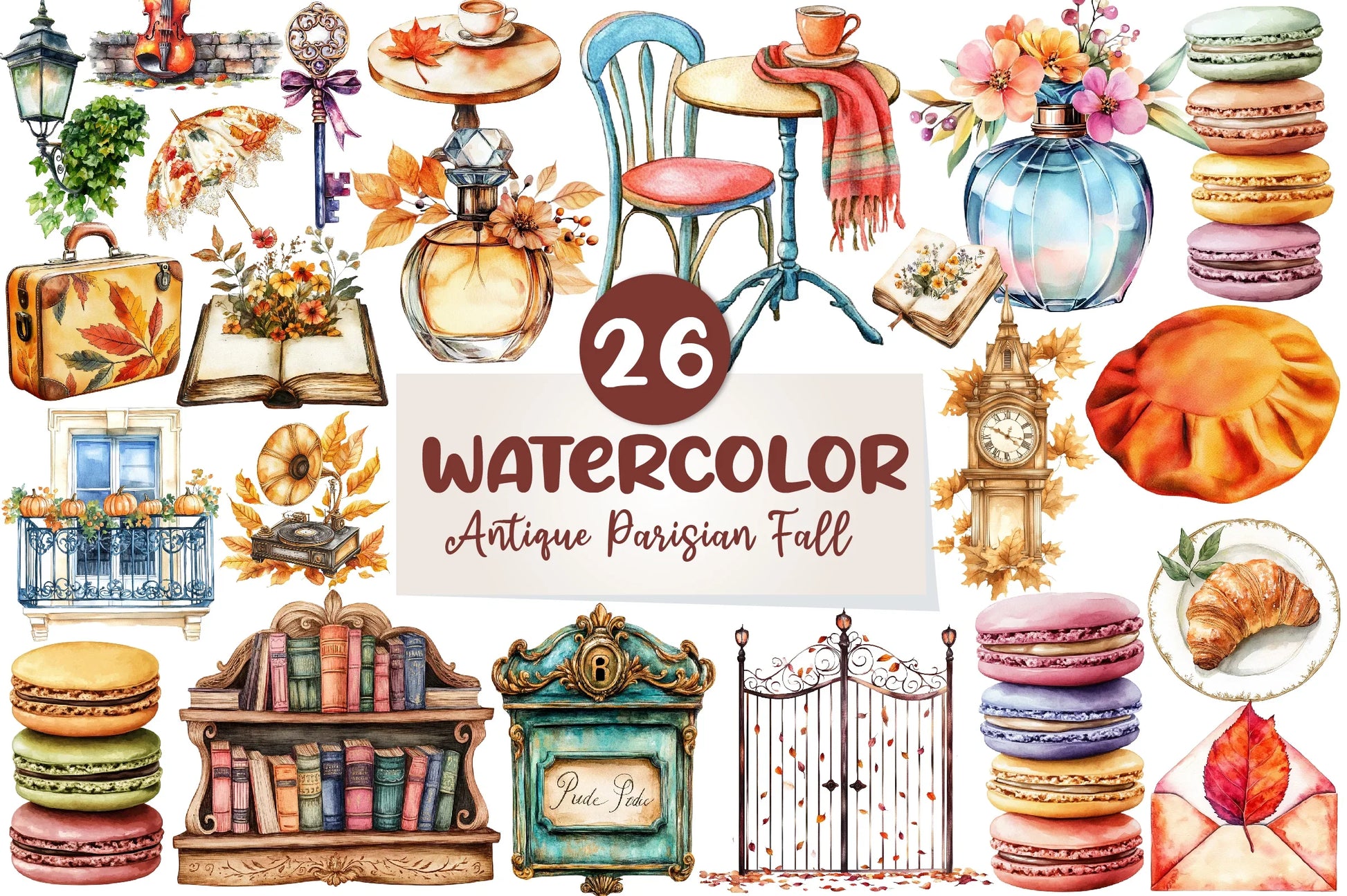 Antique Parisian Fall Clipart Bundle - CraftNest - Digital Crafting and Art