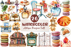 Antique Parisian Fall Clipart Bundle - CraftNest - Digital Crafting and Art