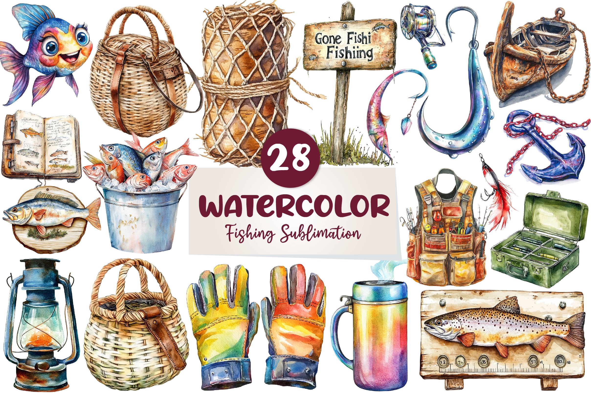 Fishing Clipart Bundle - CraftNest - Digital Crafting and Art