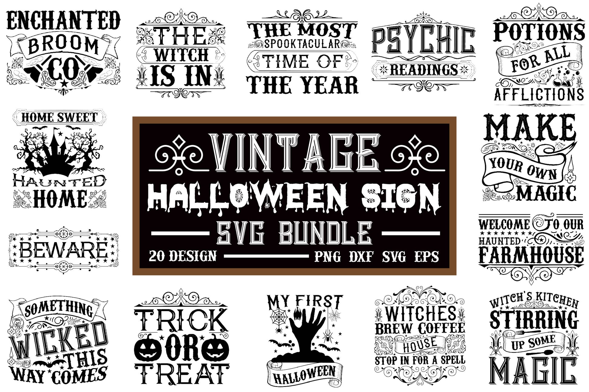 Vintage Halloween Sign SVG Bundle - CraftNest - Digital Crafting and Art