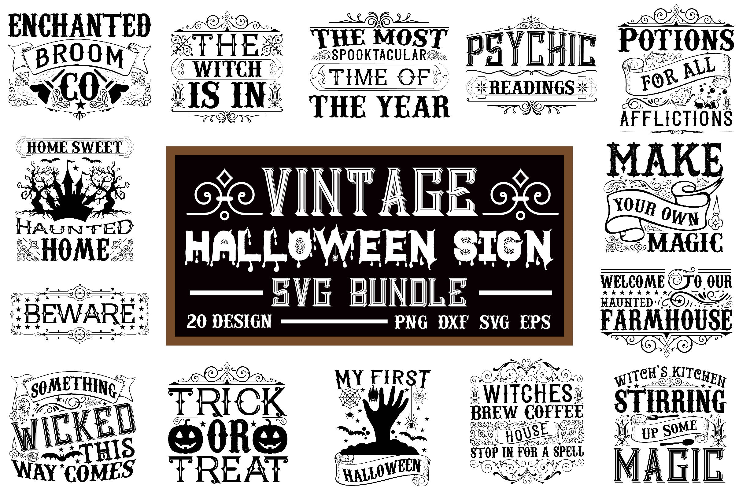 Vintage Halloween Sign SVG Bundle - CraftNest - Digital Crafting and Art