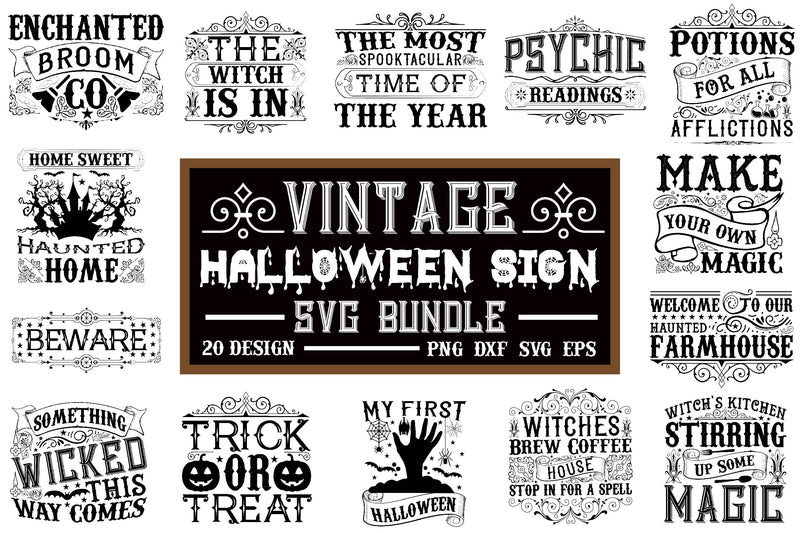 Vintage Halloween Sign SVG Bundle - CraftNest - Digital Crafting and Art